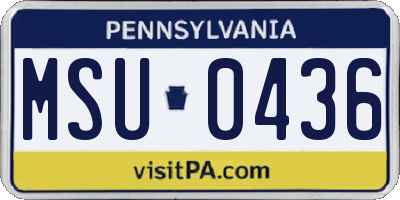 PA license plate MSU0436