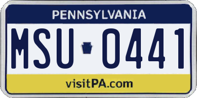 PA license plate MSU0441