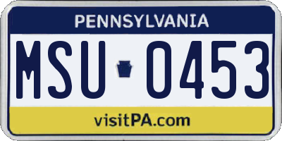 PA license plate MSU0453