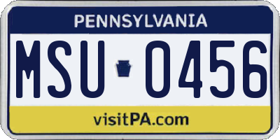 PA license plate MSU0456