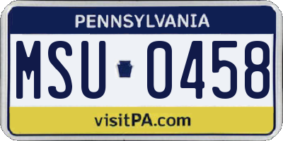 PA license plate MSU0458