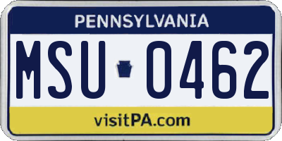 PA license plate MSU0462