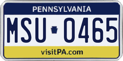 PA license plate MSU0465