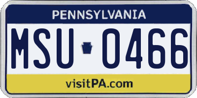 PA license plate MSU0466