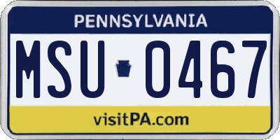PA license plate MSU0467