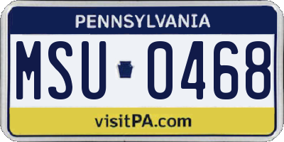 PA license plate MSU0468