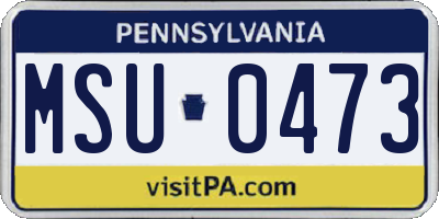 PA license plate MSU0473