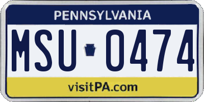 PA license plate MSU0474
