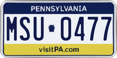 PA license plate MSU0477