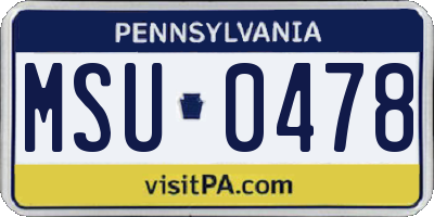 PA license plate MSU0478