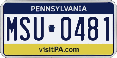 PA license plate MSU0481