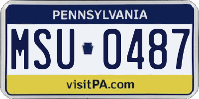 PA license plate MSU0487