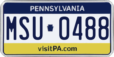 PA license plate MSU0488