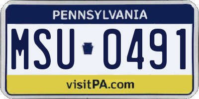 PA license plate MSU0491