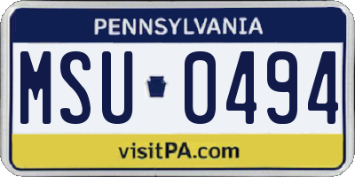 PA license plate MSU0494