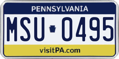PA license plate MSU0495