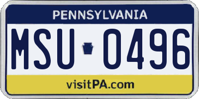 PA license plate MSU0496