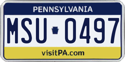 PA license plate MSU0497