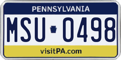 PA license plate MSU0498