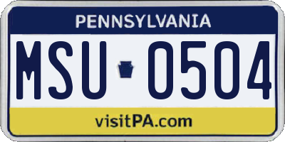 PA license plate MSU0504