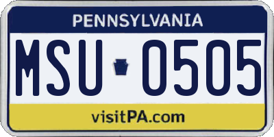 PA license plate MSU0505