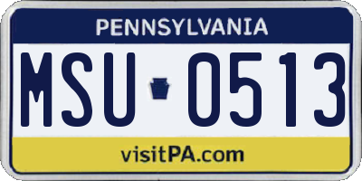 PA license plate MSU0513