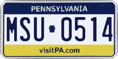 PA license plate MSU0514