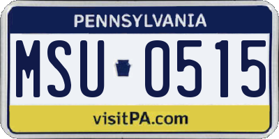 PA license plate MSU0515