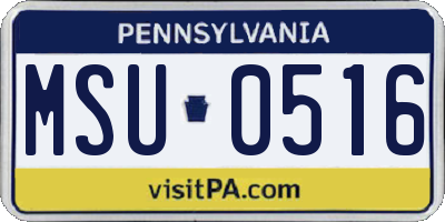 PA license plate MSU0516