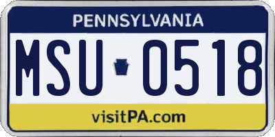 PA license plate MSU0518