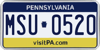 PA license plate MSU0520