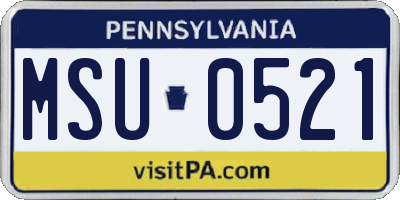PA license plate MSU0521