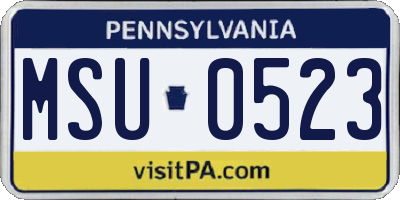 PA license plate MSU0523