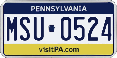 PA license plate MSU0524
