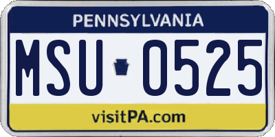PA license plate MSU0525