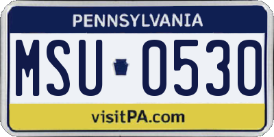 PA license plate MSU0530