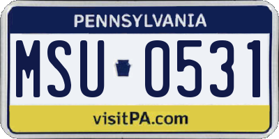 PA license plate MSU0531