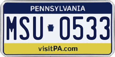 PA license plate MSU0533