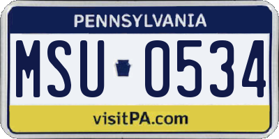 PA license plate MSU0534