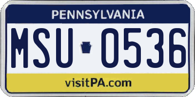 PA license plate MSU0536