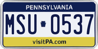 PA license plate MSU0537