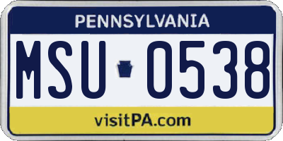 PA license plate MSU0538