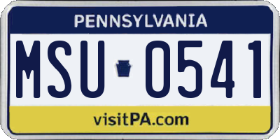 PA license plate MSU0541