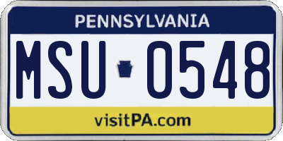 PA license plate MSU0548