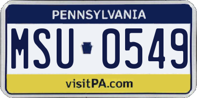 PA license plate MSU0549