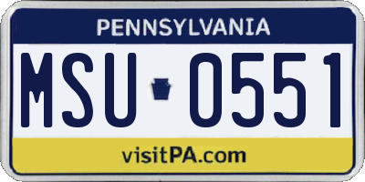 PA license plate MSU0551