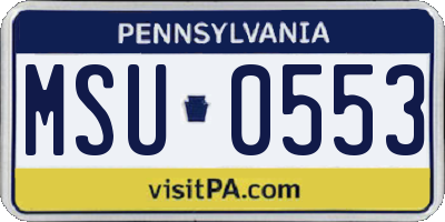 PA license plate MSU0553