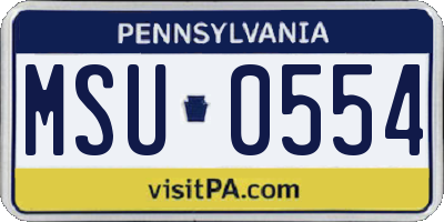 PA license plate MSU0554