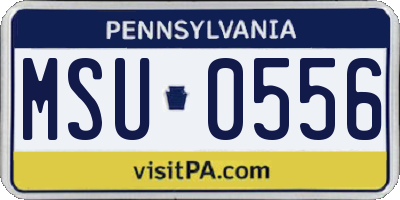 PA license plate MSU0556