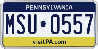 PA license plate MSU0557
